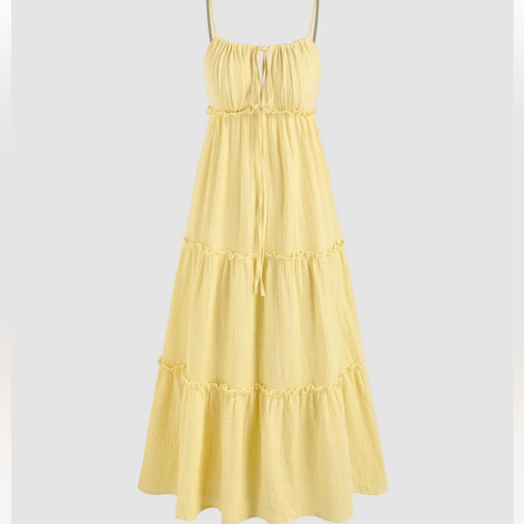 U-neckline Solid Ruffle Cami Maxi Dress - Picture 3 of 10